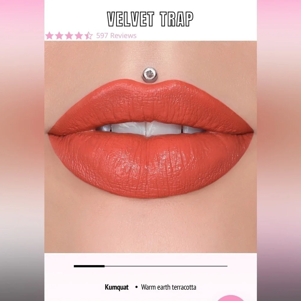 Jeffree Star Velvet Trap lipstick in color Kumquat. New!